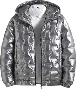 Chaqueta de burbuja gris para hombre Chaqueta acolchada de equipo de invierno ligera personalizada y estilo elegante para hombre - Product Image 1