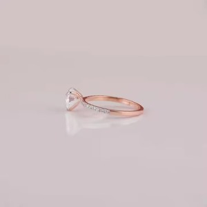 Nuevo anillo de compromiso con corte en forma de corazón de 14 quilates de oro rosa pavimentado, diseño elegante, anillo clásico de lujo con diamante creado en laboratorio - Product Image 2