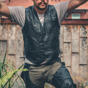 Gilets en cuir vintage sans manches couleur personnalisée qualité supérieure gilets en cuir avec logo personnalisé pour hommes - Product Image 3