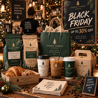 AT PACK Fournitures pour les cafés : gobelets en papier personnalisés, sacs à café, boîtes cadeaux et emballages complets pour cafés