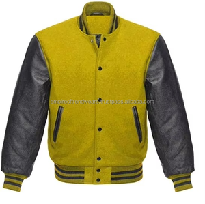 Chaqueta Universitaria Personalizada de Alta Calidad para Hombre, Chaqueta de Invierno de Lana con Revestimiento de Cuero, Cortavientos, con Cuello Alto y Calefacción, al por Mayor - Product Image 1