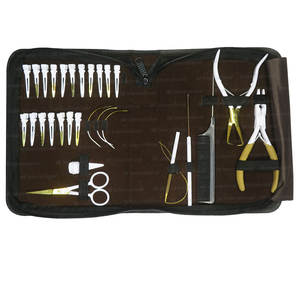 Venta directa de fábrica, herramientas de extensión de cabello para salón, Clips de trabajo, tijera, tirando y gancho con estuche de cuero - Product Image 1
