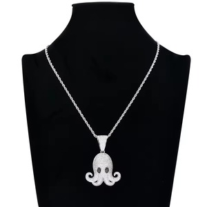 Collier Pendentif Pieuvre Moissanite Iced Out Micro-Pavé Hip Hop Breloque Animale Plaqué Argent Rhodié Certifié GRA - Product Image 3