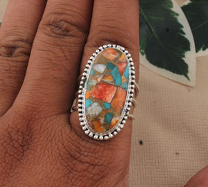 925 Sterling Silver Starling <b>Ring</b> with Bezel Setting <b>Turquoise</b> Gemstone Vintage Style Wedding & Party Gift for Women - Product Image 1