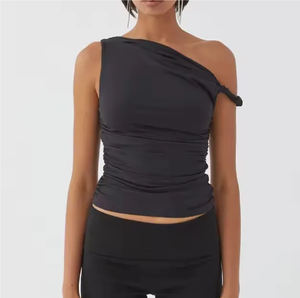 เสื้อกล้ามพลัสไซส์สำหรับผู้หญิงเสื้อกล้ามเอวลอยผ้าไนลอนคอแขนกุด - Product Image 5