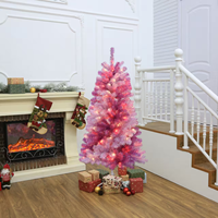 2026 Modernes Design 1,5m Neuer Vorbeleuchteter Pfefferminz-Kiefer Künstlicher PET-Misch-PVC Bunter Rosa Glitzer Weihnachtsbaum mit LED-Lichtern