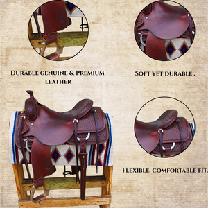 อานม้าหนังแบบตะวันตกที่สมบูรณ์แบบสำหรับเส้นทางปศุสัตว์และอานม้า - Product Image 4