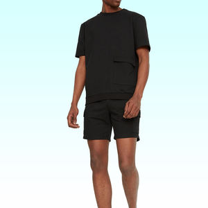 Streetwear survêtement pour hommes personnalisé 100% coton surdimensionné en détresse broderie survêtement T-shirt et short délavés à l'acide ensemble pour l'été
 - Product Image 2