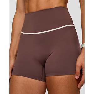 Shorts de Cintura Alta para Mujer Pinnacle, 4 Pulgadas, Color Cacao/Blanco Polvo - Product Image 5