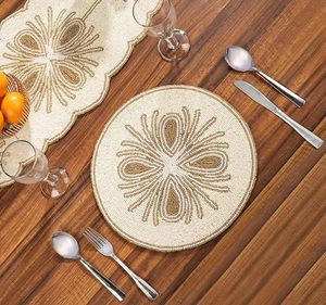 Handcrafted Glass Beaded Eco-Friendly American Style <b>Placemats</b> for <b>Dining</b> <b>Table</b> Wedding Christmas Decoration Family Gathering - Product Image 5