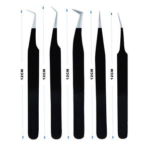 Pinzas de extensión de pestañas de cabeza de ángulo recto curvo de alta calidad en color negro de INNOVAMED - Product Image 3