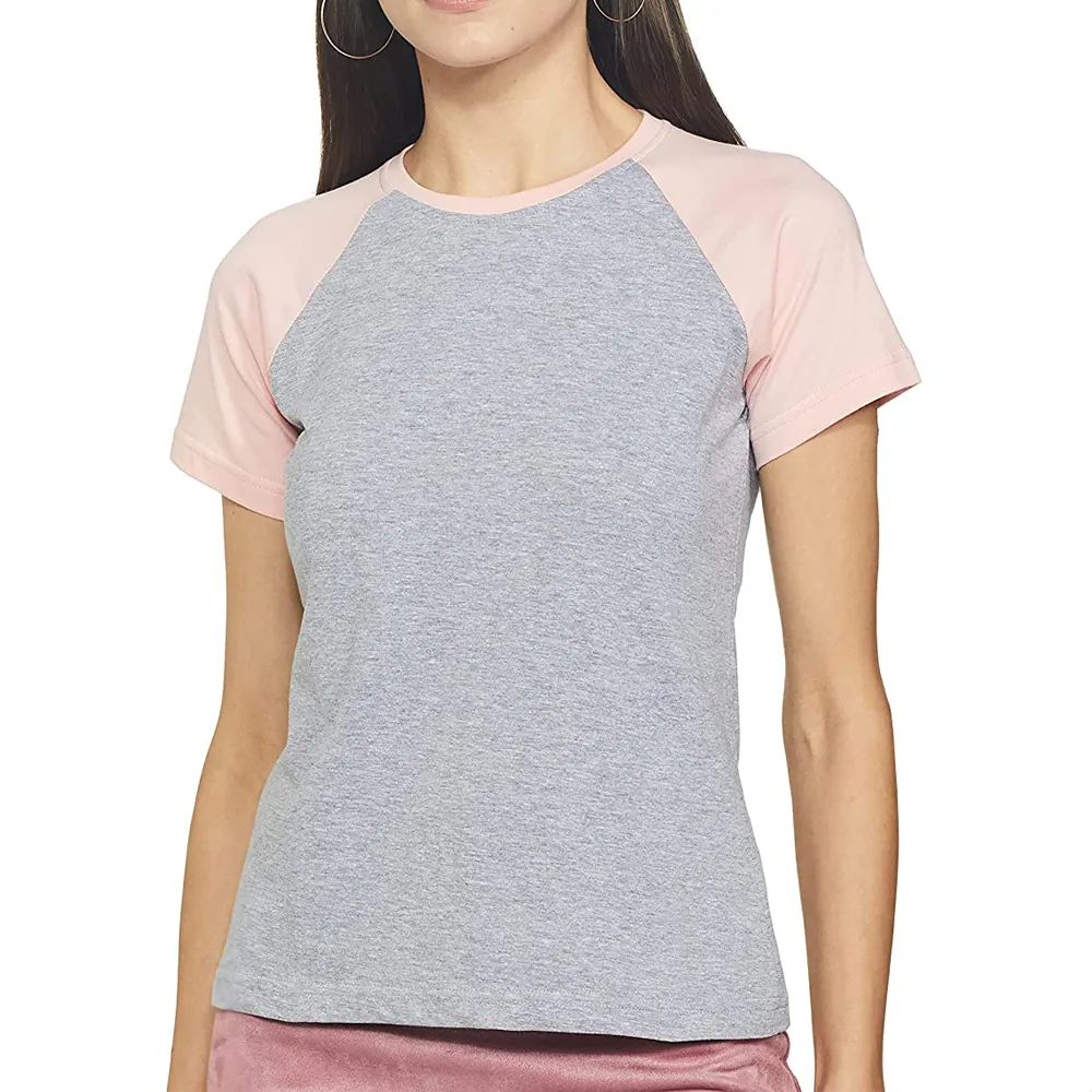 Camiseta de cuello redondo para mujer, camiseta de manga corta de algodón de alta calidad para mujer, camiseta para mujer con logotipo personalizado