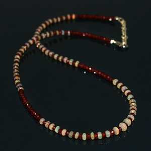 Collar de Cuentas de Ópalo Etíope, Ópalo de Fuego de Welo, Granate, Cuentas Redondas Facetadas Lisas, Collar de Joyería - Product Image 5