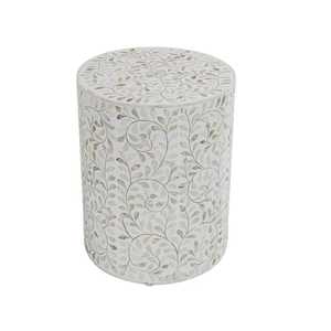 Muebles para el hogar Mesa de centro caliente del fabricante indio 2025 Recién llegado Diseño floral Taburete con incrustaciones de nácar hecho a mano - Product Image 1