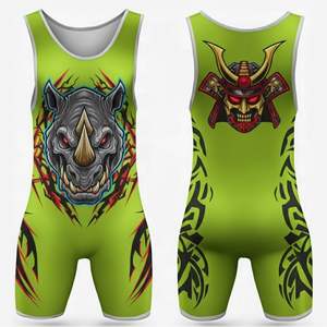 ชุดมวยปล้ำผู้ชายไซส์ใหญ่แบบกลับด้านได้ ระบายอากาศดี ผลิตจากผ้าสแปนเด็กซ์/โพลีเอสเตอร์ รับสกรีนโลโก้ตามสั่ง แบบไม่มีสายรัด ติดกระดุม - Product Image 1