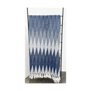 2024 fuegos artificiales bohemios sofá de punto medio blanco azul con estampados digitales florales coloridos aire acondicionado manta antiescalofríos - Product Image 6