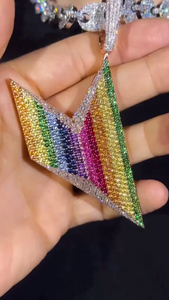 Colgante de diamante helado unisex Chapado en plata de ley 925 personalizado joyería de moda hip hop con material de aleación - Product Image 5