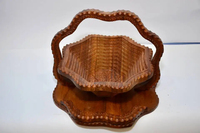 Panier à fruits secs en bois pliable sculpté à la main