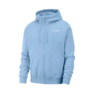 Men Sweat <b>Shirt</b> Hoodies Custom Logo Men Full Zipper With Two Pockets Breathable Hoodies Basics Cotton Blended Casual Wear - Product Image 1