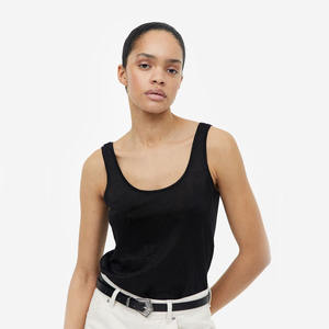 Most Fashionable Women 100% Cotton <b>Black</b> Colour Scoop Neck Sleeveless <b>Summer</b> <b>Top</b> For Sale In Bulk Quantity - Product Image 1