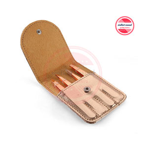 Pochette professionnelle pour cils 4 pinces | Ensemble de pinces à cils en cuir Pu avec Logo personnalisé - Product Image 1