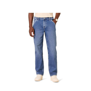 กางเกงยีนส์ทรงขากว้างของผู้ชายเอวผ้าแคนวาสแบบปล่อยปล่อยเอวผ้าคอตตอนซักด้วยหินหลวมสีดำ - Product Image 4