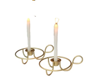 Modern Glowing Chambers tick <b>Candle</b> Holders Golden <b>Round</b> <b>Candle</b> Plate Holder Decorate home festive hotel restaurant wedding - Product Image 1