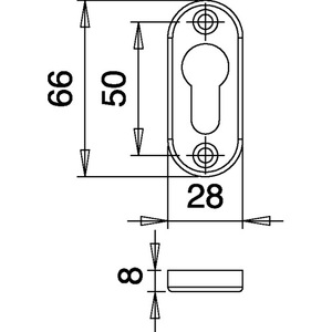 อะลูมิเนียม F1 Escutcheon 3393/0000 กุญแจรูปดอกกุหลาบ หนา 8 มม. พร้อมพวงกุญแจโลหะรูปไข่ PZ EDI - Product Image 3