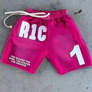 Pantalones cortos lavados con ácido personalizados para hombre, pantalones cortos de forro polar con estampado de algodón pesado y diamantes de imitación desgastados de diseño personalizado Vintage - Product Image 4