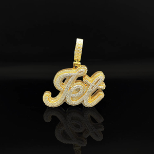 Pendentif personnalisé avec nom en CZ glacé, style hip-hop, alliage plaqué argent, diamant - Product Image 1