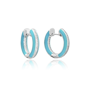 Pendientes de Aro con Dijes de Turquesa Esmaltada y Circonita, Chapados en Oro, Joyería Artesanal Turca de Plata de Ley 925 para Fiesta de Mujer - Product Image 2