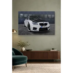 Fida White Widebody BMW M6 with Black Hood <b>Canvas</b> Print - Product Image 1