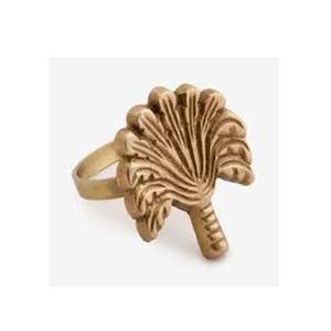 Rond de serviette en laiton doré gaufré à motif de fleurs Rond de serviette en laiton antique bon marché Anneaux de serviette monogrammés - Product Image 1