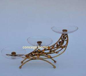 Plato de Frutas de Vidrio Transparente Ecológico, Resistente y Duradero con Marco de Hierro Dorado, Plato de Aperitivos de Varias Capas - Product Image 2