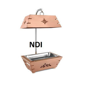 Plato de frotamiento Acabado de cobre brillante con soporte para quemador Calentador de alimentos Plato de frotamiento Gran capacidad Buffet Plato de frotamiento decorativo - Product Image 1