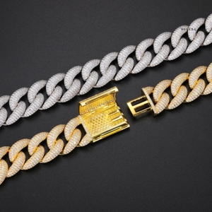 20mm S925 Moissanite Diamant Gourmette Chaîne Cubaine-Chaîne Hip Hop Indienne Artisanale, Collier Déclaration Streetwear - Product Image 3