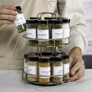 Étagère à épices de cuisine classique à un seul niveau rotative en acier inoxydable résistante à la chaleur réglable imperméable Ensemble de pots à épices - Product Image 6