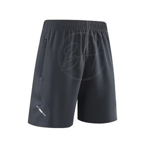 Pantalones cortos de correr de cintura media para hombre personalizados con cierre de cintura elástica Patrón sólido Lona de punto Teñido liso-Servicio OEM disponible - Product Image 3