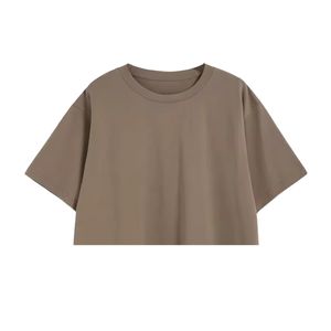 เสื้อยืดคอกลมแขนสั้นผู้ชายไซส์ใหญ่ คุณภาพสูง ปรับแต่งโลโก้ได้ ระบายอากาศดี เป็นมิตรกับสิ่งแวดล้อม สีน้ำตาล 220gsm ผ้าฝ้าย 100% - Product Image 4