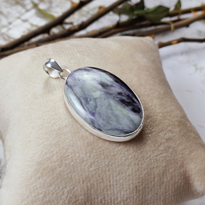 Pendentif ovale en argent 925 avec cabochon en Kammerite – Bijou fantaisie en pierre précieuse, vente en gros - Product Image 4