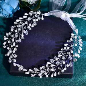 Bridella BHP835-S <b>Silver</b> Rhinestone & Pearl <b>Headband</b>-Comfortable Fit Bridal Headwear for Weddings Proms Formal Events - Product Image 2