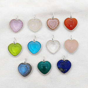 Colgante en forma de corazón tallado hecho a mano chapado en oro rosa, colgante de talla al por mayor de Plata de Ley 925, colgantes hechos a mano de 16mm - Product Image 3