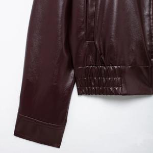 Chaqueta recortada de piel sintética para mujer 2025 con mangas largas otoño Casual para abrigo de camello con relleno de algodón para mujer prendas de vestir exteriores - Product Image 4