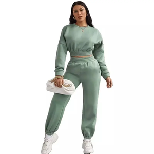 Sudadera ajustada y personalizada de 2 piezas para mujer, sudadera deportiva informal de manga larga y pantalones de chándal con cremallera, chándal para mujer - Product Image 4