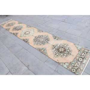 1.7x12.9 ft Vintage Turkish <b>Rug</b>, <b>Runner</b> <b>Rug</b>, Brown Ikat <b>Rug</b> - Product Image 2