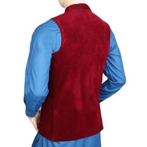 เสื้อกั๊กกำมะหยี่ผู้ชาย Chase Value สีแดงเลือดหมู ไซส์ 34 - Product Image 6