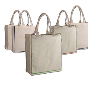 100% Cotton Color Stripe Beach Tote <b>Bags</b> with Fancy Handles <b>Medium</b> Size Durable Washable for Advertising-Heat Transfer Printing - Product Image 2