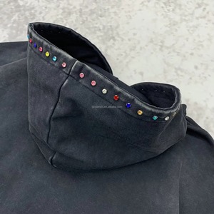 Sweats à capuche unisexes d'automne surdimensionnés en coton épais de haute qualité, streetwear avec badge personnalisable en gros - Product Image 1