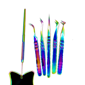 Ensemble de pinces à épiler de précision de haute qualité avec pince à épiler multicolore Fournitures de miroir de cils pour professionnels - Product Image 5
