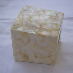 Bali SEASHELL BIJOUX Boîte à mouchoirs Artisanat Bois Matériel avec Or Motif Mixte Mosaïque Nautique Sashell Design - Product Image 2